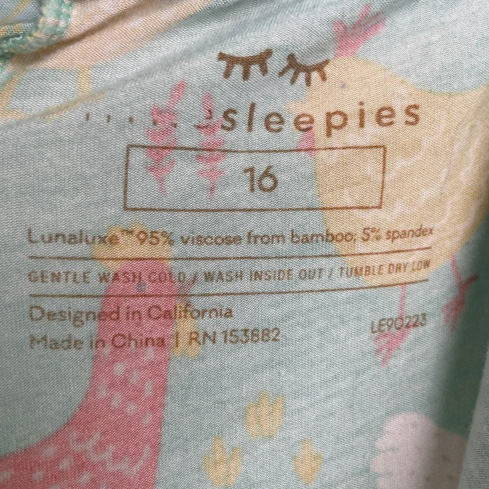 Little Sleepies Cluck Chicken Bamboo Pajama Leggings Teal Blue Kids 16 Farm Luxe